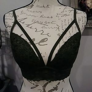 VS PINK olive green caged bralette